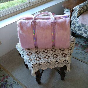 Dolls Kill Shagadelic Weekender Sugar Thrillz - Pink Fur Bag With Straps